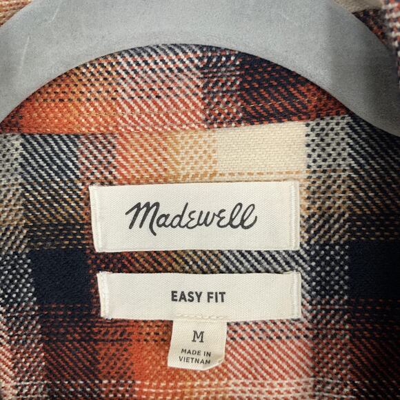 Madewell Men Brushed Flannel Easy Long Sleeve Shirt M Brown Plaid  Button Up - Picture 7 of 14